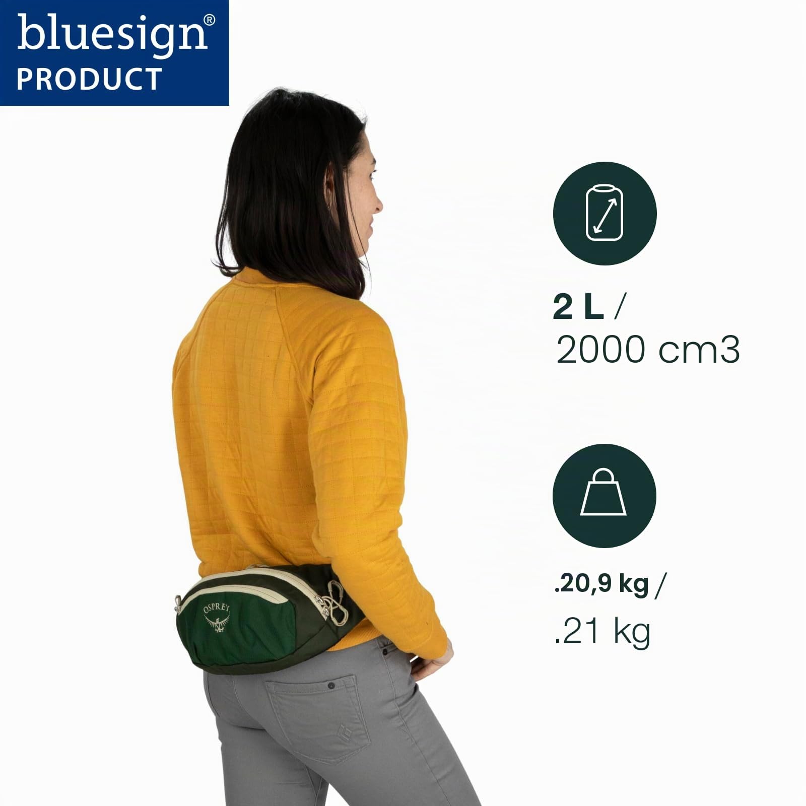 Osprey Daylite Unisexe Sac Banane, 2L, Blue Spikemoss/Alkaline, O/S