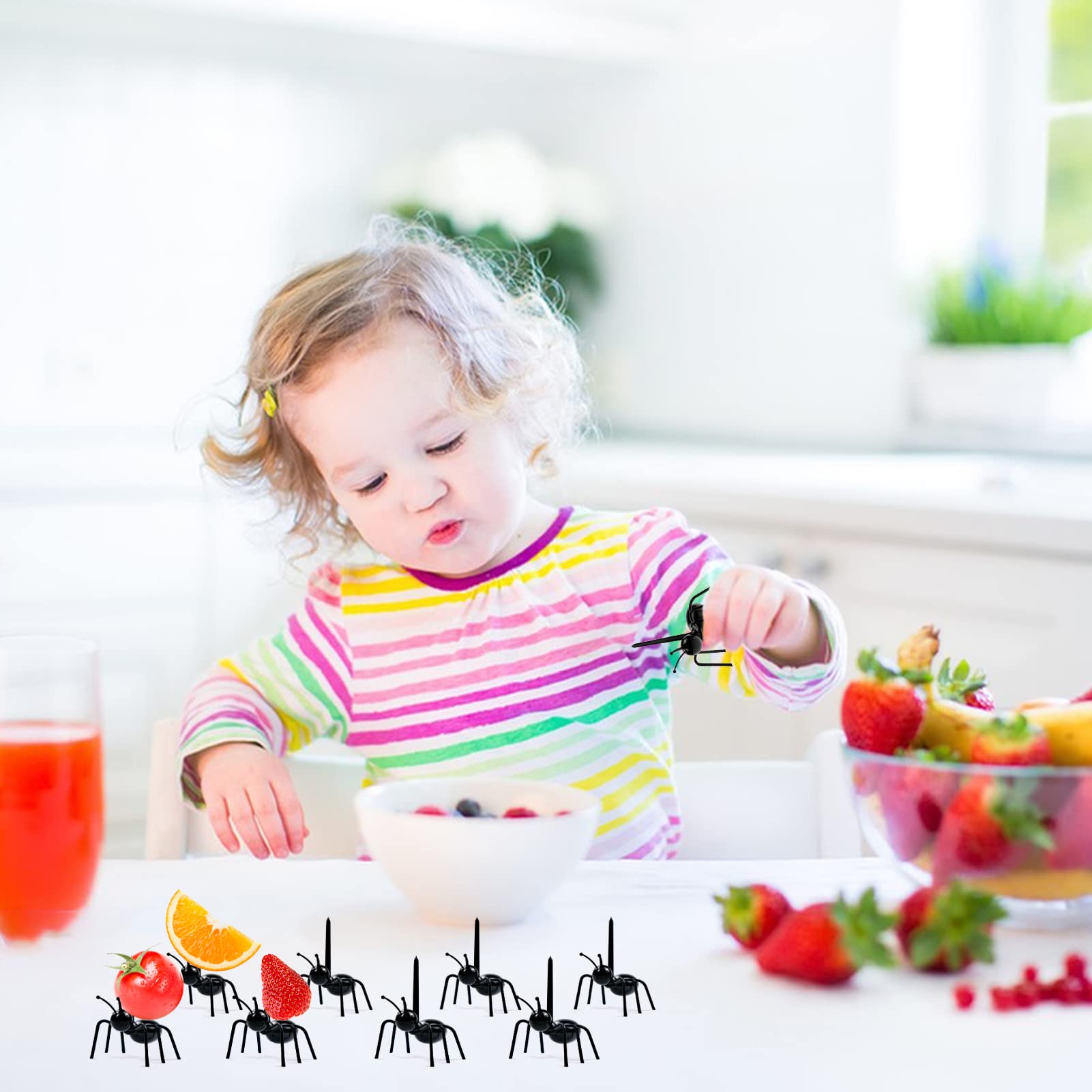 60 Pcs Ant Toothpicks Fruit Dessert Forks, Reusable Fruit Picks Animal Appetizer Forks for Snack Cake Dessert for Kitchen Halloween Birthday Party — Amazon image 7