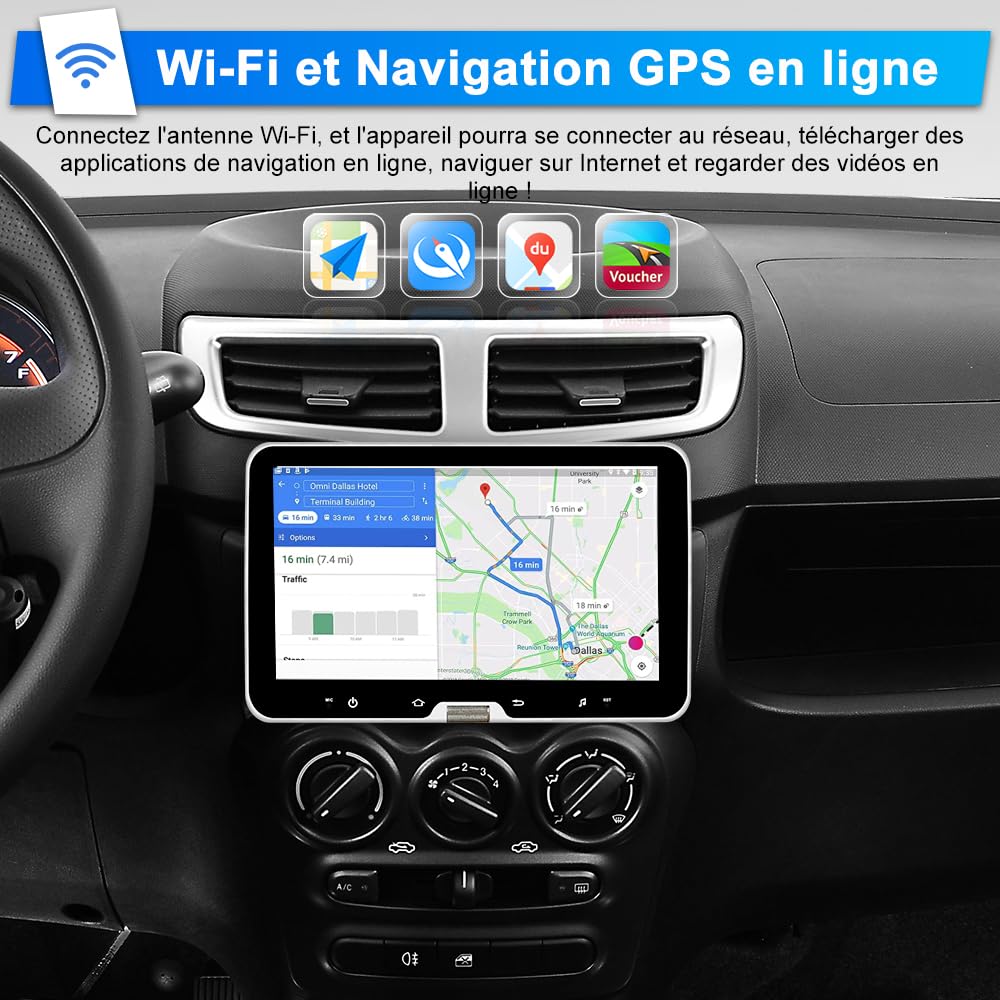 AWESAFE Autoradio 1 Din Universel Android 13 | Écran Tactile Amovible 10,1 Pouces | 2Go+64Go | CarPlay & Android Auto | Caméra de Recul | Bluetooth WiFi | FM RDS | Mirror Link | Autoradio Multimédia