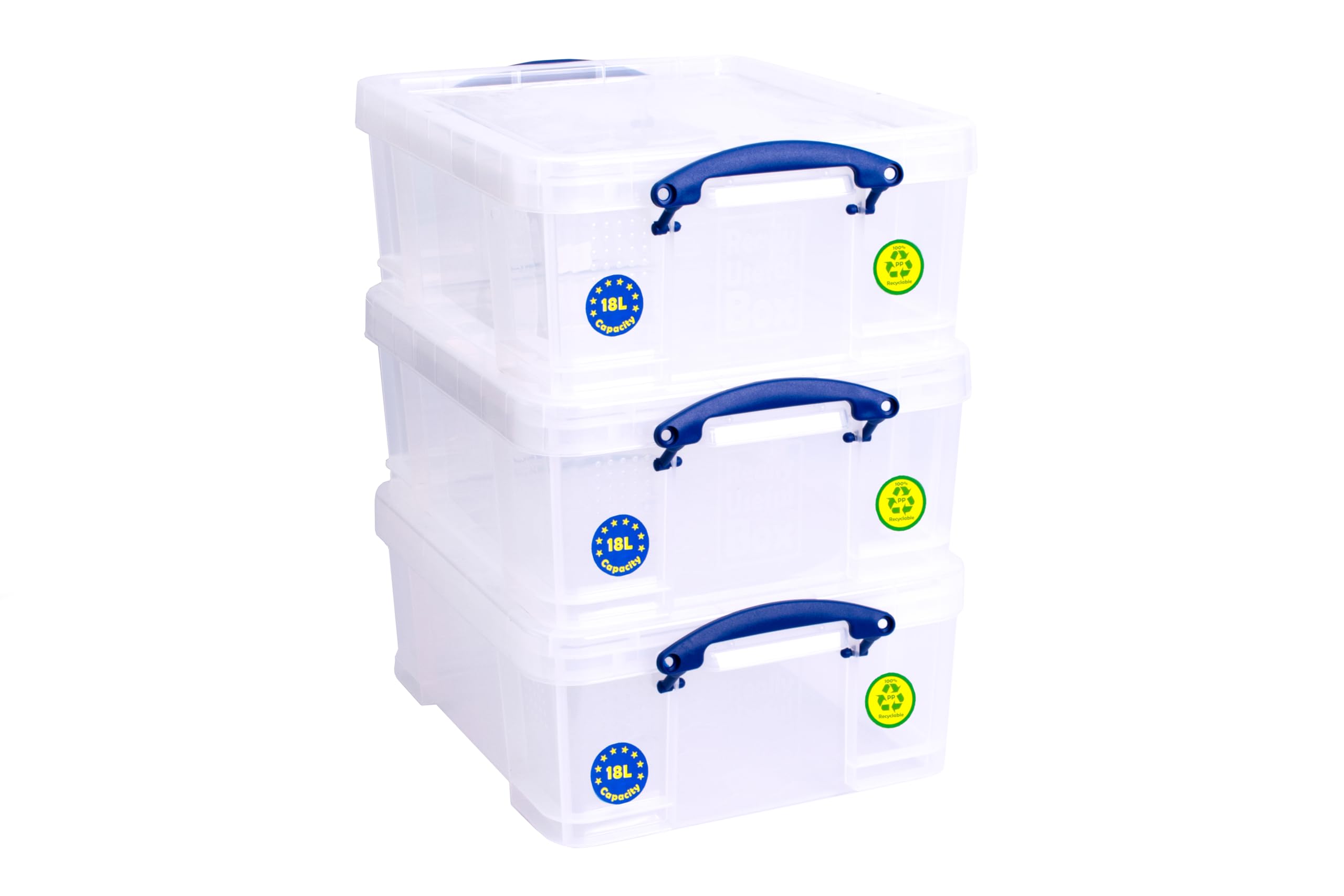Really Useful Box Company Storage Box Clear Really Useful Plastic Storage Box 4X 18 Litre Clear from B&Q