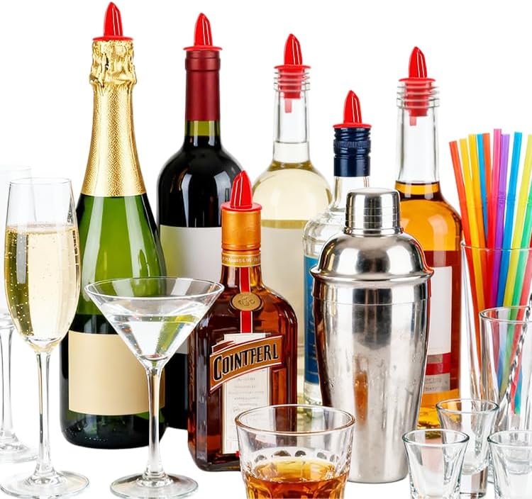 50 Pack Plastic Liquor Bottle Pourer (Yellow), Free Flow Tapered Spout Pourer for Shaved Ice Snow Cone Syrup Liquor Juice Salad Dressing for Restaurant Bar Pub Coffee Diner