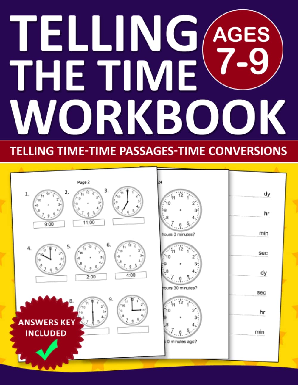 Buy Telling the Time Workbook For kids Ages 79 Time Telling,Time