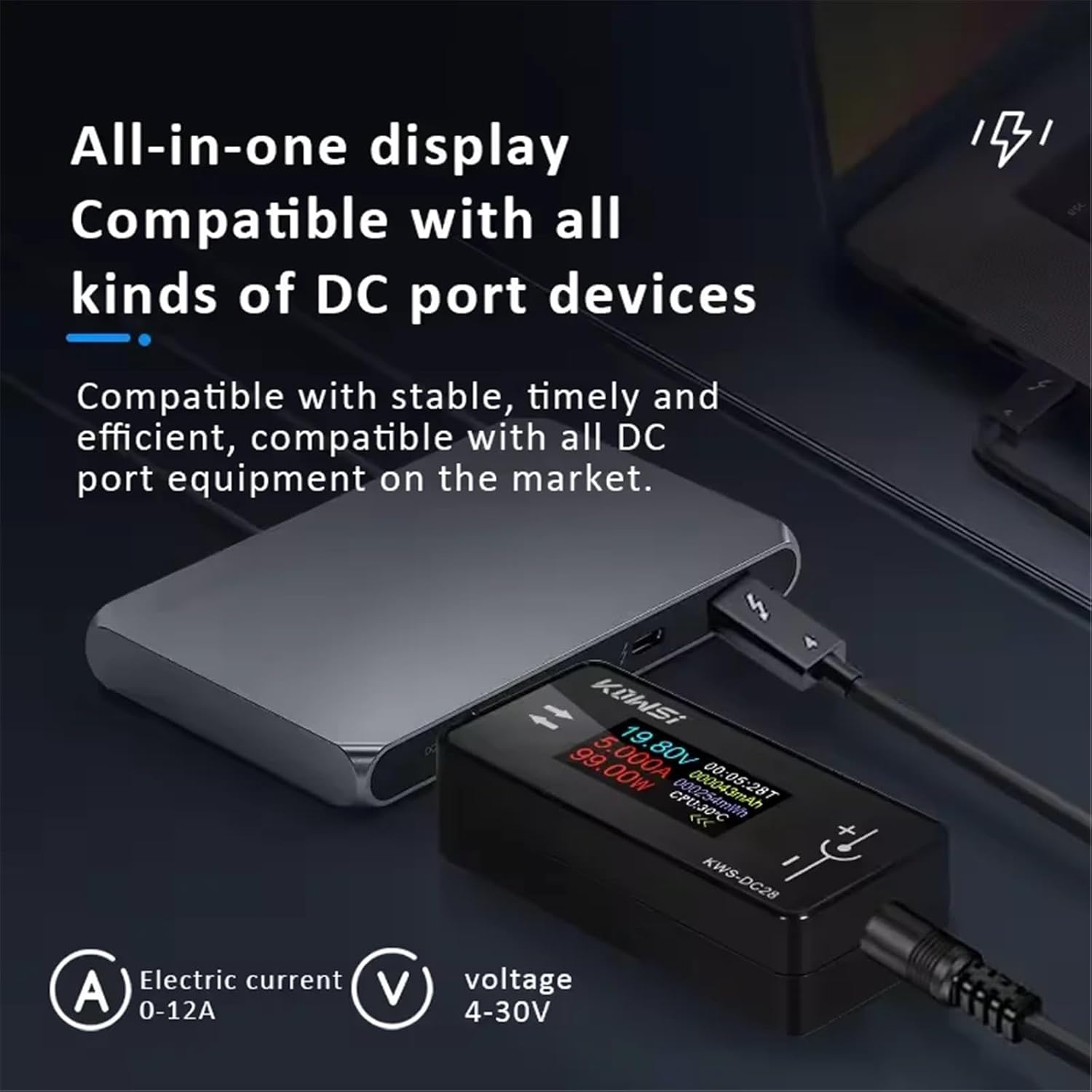 KWS-DC28 0.96 inch TFT HD Digital Display DC Voltage Ammeter Power Meter Cell Phone Charging Tester Detector Electrician Tool