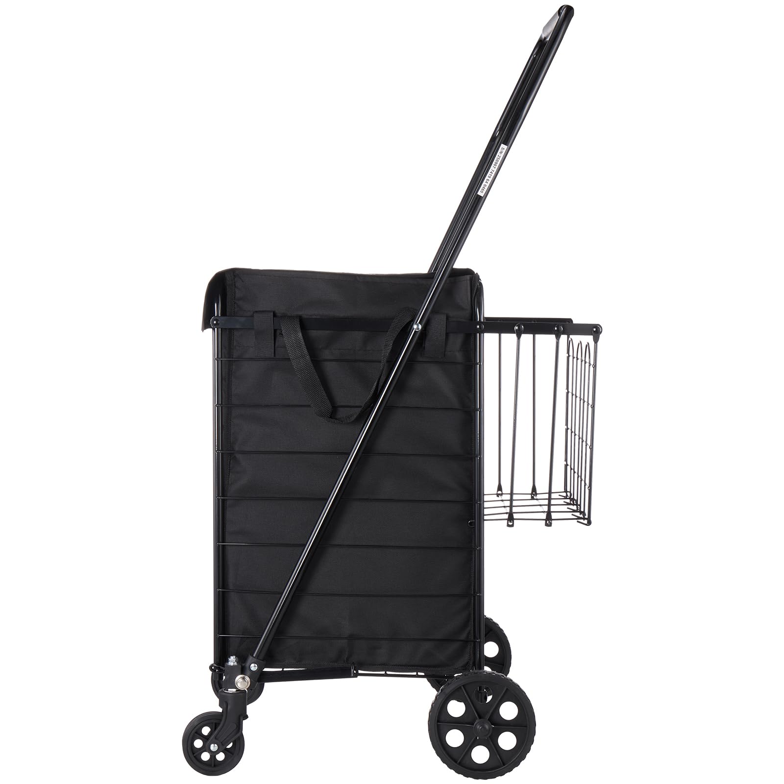 VEVOR Einkaufswagen zusammenklappbarer Einkaufstrolley mit Zwei Körben & wasserfester Auskleidung & Rädern, 45,3 kg Tragkraft, 64 +10 L Einkaufsroller für Wäsche Einkaufen Camping Lebensmittel