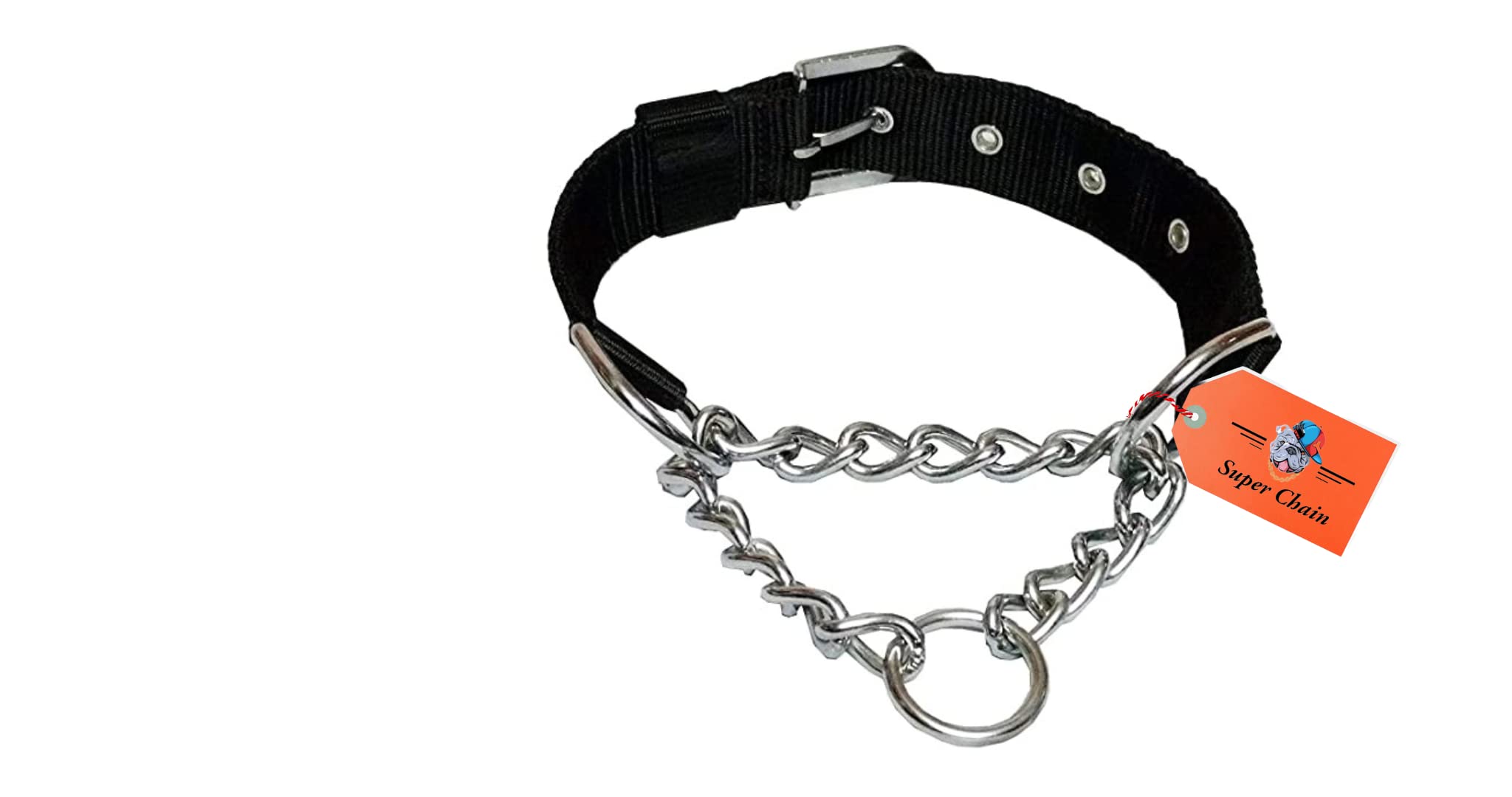 SUPER CHAIN Dog Choke Pet Nylon Half Chain Collar Half Choker Stainless Steel Dogs Collars 1 Piece (Large, Black) (B0BG2XNTSV) Amazon Price History, Amazon Price Tracker