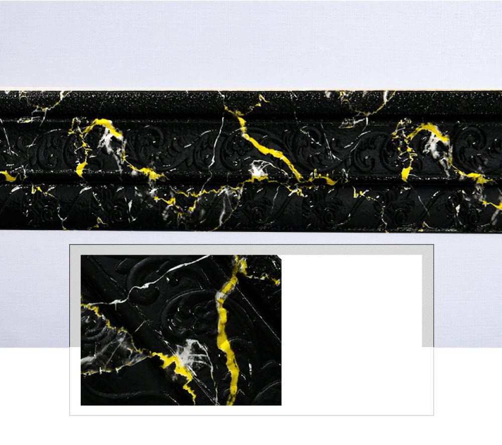 lamówki tapetowe, Naklejki na obramowanie tapety, samoprzylepne, wzór kafelkowy, wielokolorowe, opakowanie 2 szt(Black Gold Flower,1 x 1 cm)