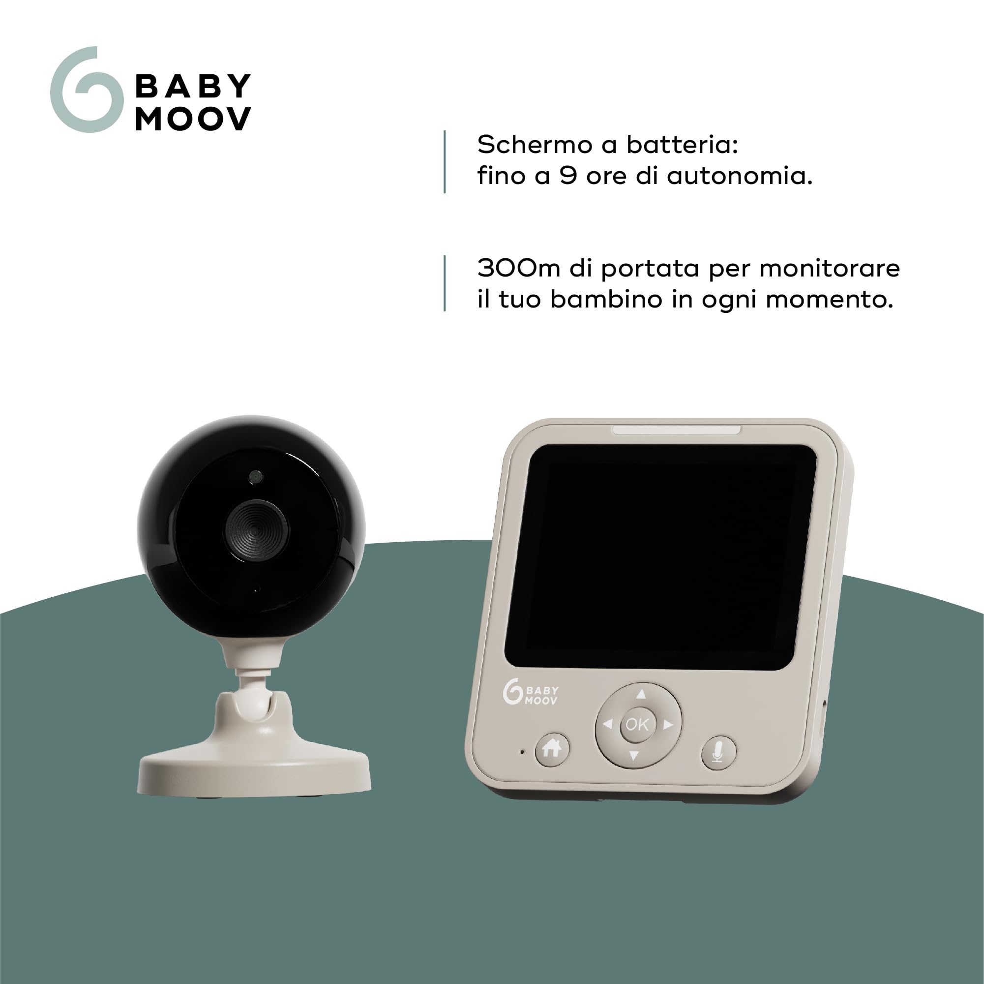 Babymoov Video Baby Monitor YOO Start, Portata 300m, Senza Wi-Fi | Schermo a Batteria - Visione Notturna, Talkie Walkie e VOX - 8 Ninne Nanne e Termometro - Garanzia a Vita