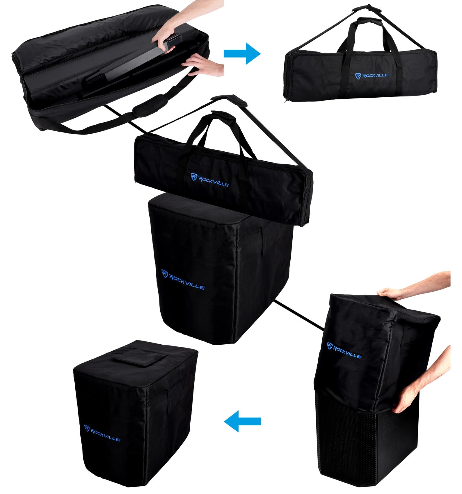 Rockville (2 Titan MIX12C 12" Powered Column PA System with Subwoofer, 8-Channel Mixer, Bluetooth, DSP, 3200W – Portable Speaker for DJs & Events (2 Items)