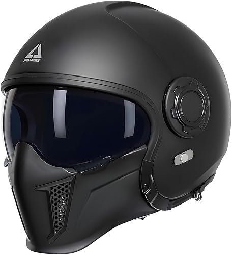TRIANGLE Casco de motocicleta de cara abierta 34 mitad para hombres con visera extra transparente, crucero, scooter, bicicleta de calle, aprobado disponible en Yaxa Colombia