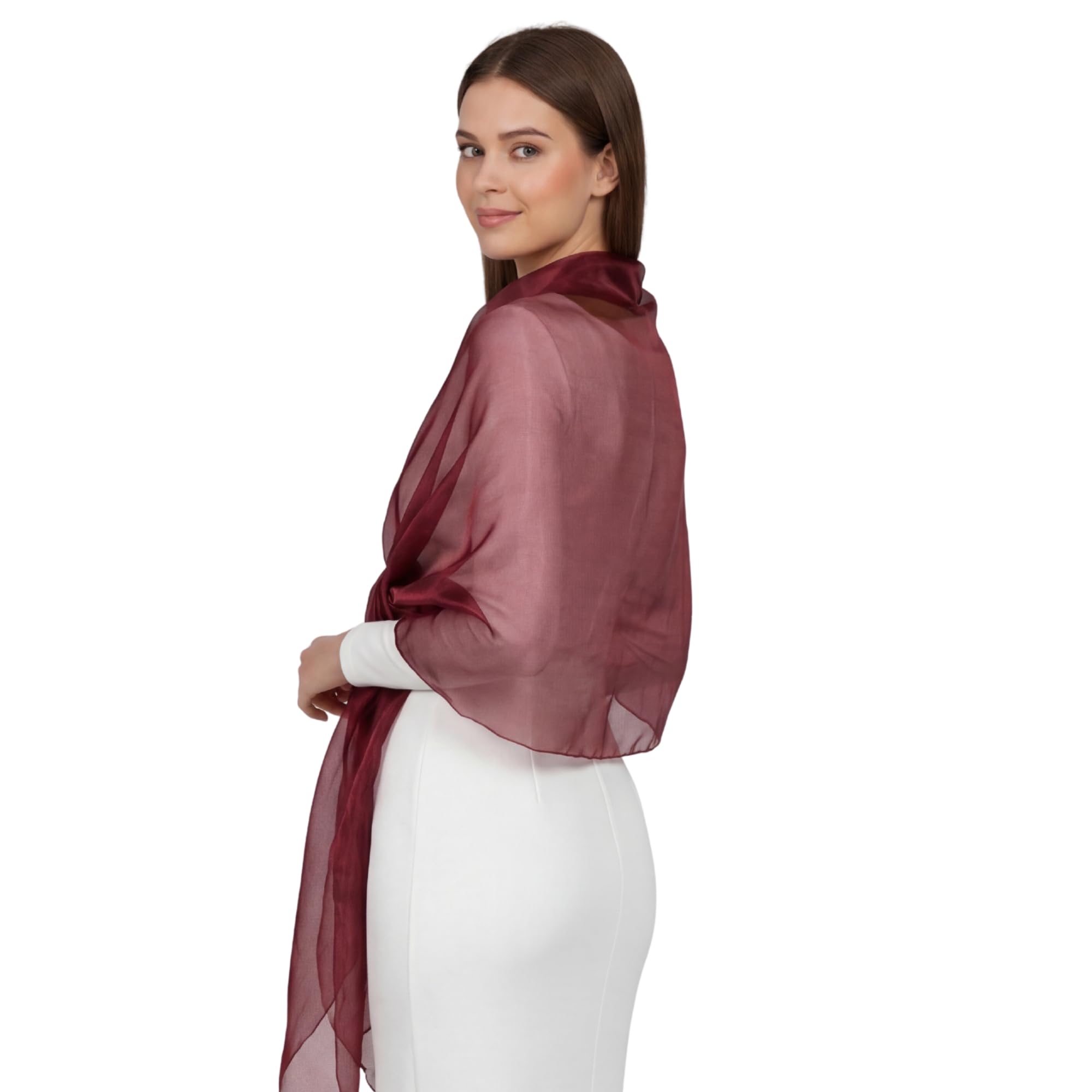 Basic Sense Shiny Shimmer Shawl and Wrap for Evening Dresses - Extra Large 100" Scalloped Bridal Shawl, Iridescent Sparkle Scarf for Weddings, Prom, and Formal Events