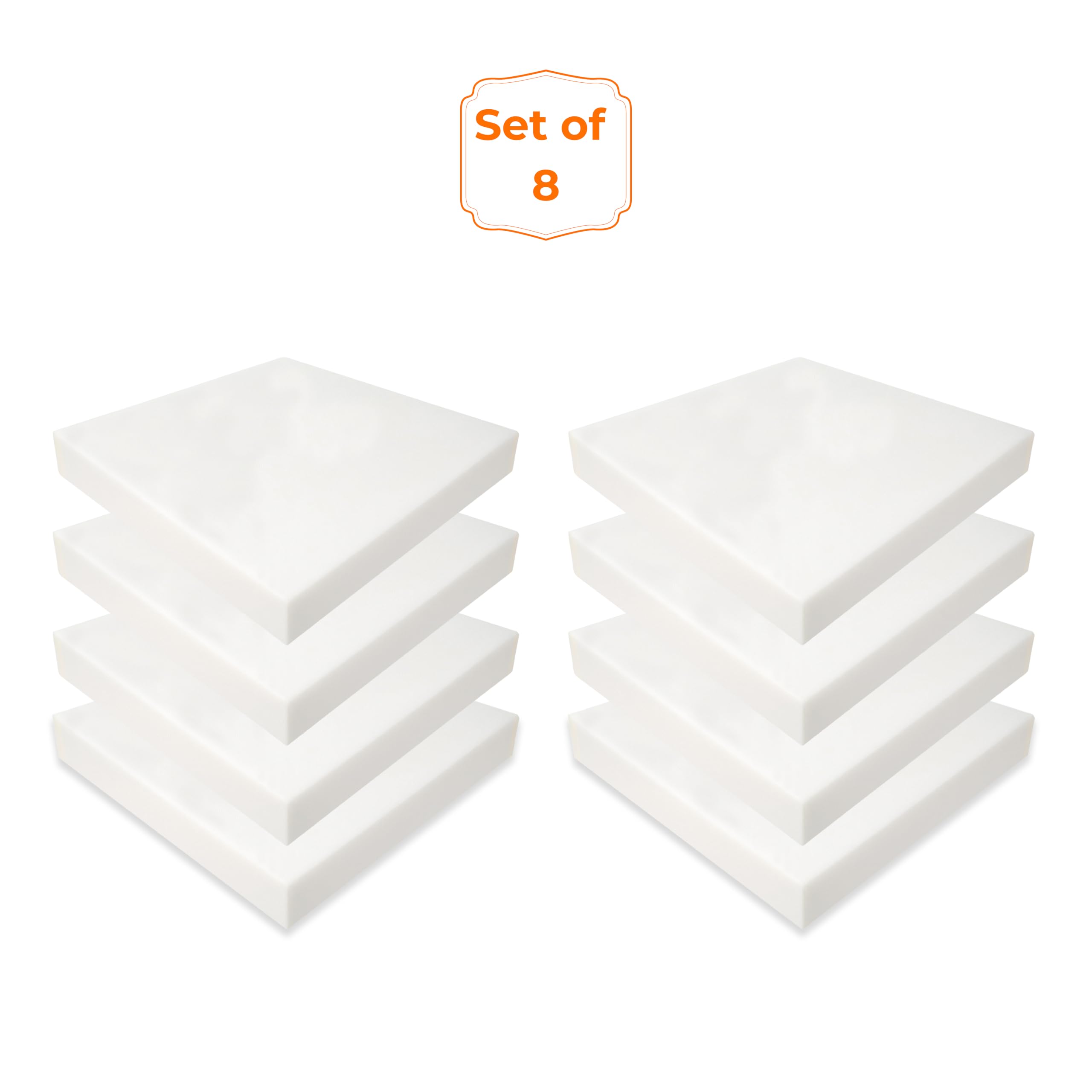 Arredamico Gommapiuma 40x40x4cm, Gommapiuma per Imbottitura, Spugna per Imbottitura Densità18, Poliuretano espanso Ideale per Cuscini, Set da 4,8,12 (40x40x4, 8 PZ)