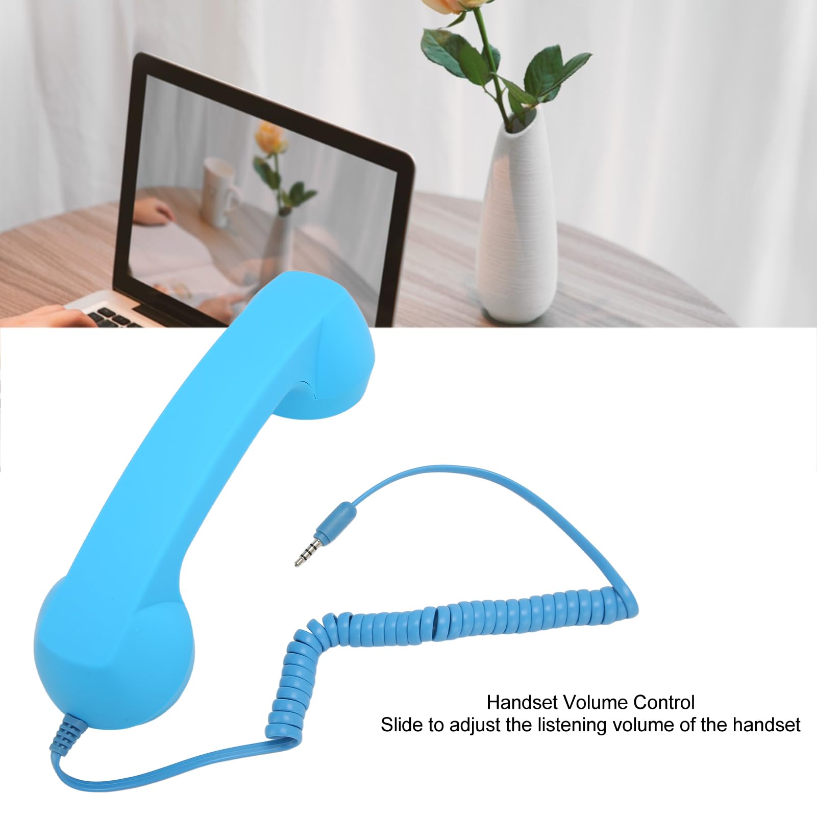 Combiné Téléphonique Rétro de 3,5 Mm, Récepteur de Téléphone Portable Filaire Résistant aux Radiations, Haut-Parleur Micro pour Tous Les Smartphones et Ordinateurs avec Prise