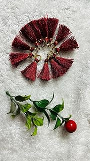 ब्रांड STRI कलेक्शन टैसल, साड़ी के लिए कुचुलु सिल्क थ्रेड टैसल चार्म्स क्राफ्ट के लिए आपके लिए DIY पेंडेंट पैक 12 पीस का पैक, 6 पेयर, बुक मार्क टैसल (मैरून)