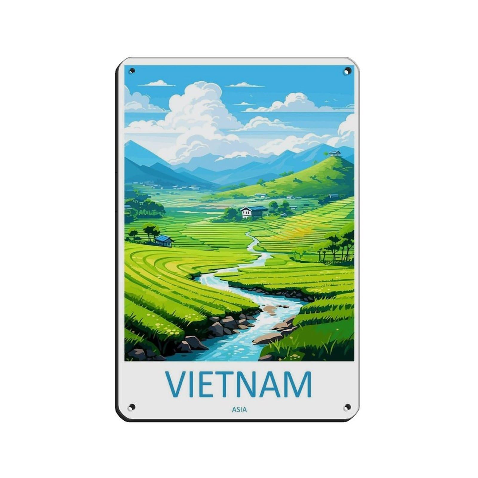 Vietnam Travel Art Retro Poster Metal Tin Sign Chic Art Retro Iron Painting Bar People Cave Cafe Family Garage Poster Wall Decoration 8x12inch(20x30cm)