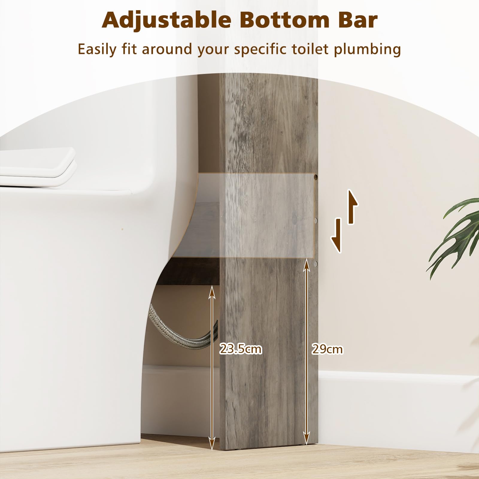 GIANTEX Armoire WC pour salle de bain avec 2 portes battantes, étagères réglables et compartiments pour papier toilette, armoire de toilette peu encombrante au-dessus des toilettes, 81,5 x 19,5 x