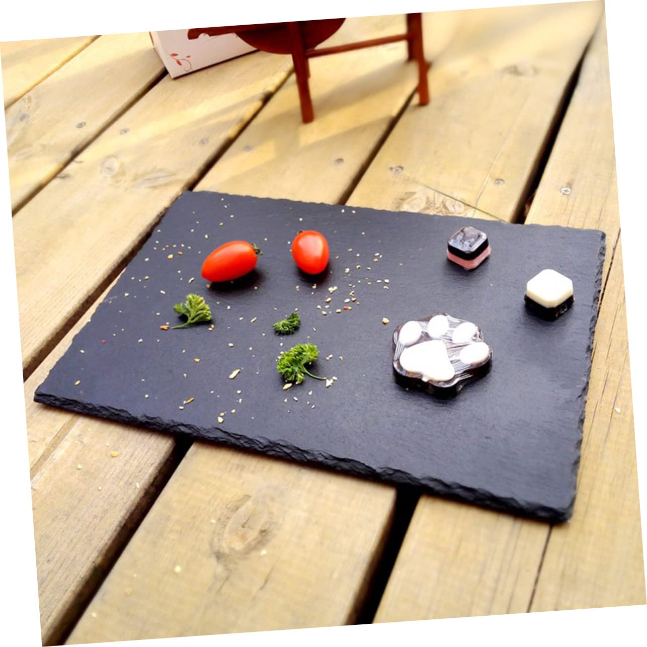MAGICLULU Assiette à Sushi en Ardoise Noire 2 Pièces, Style Japonerie
