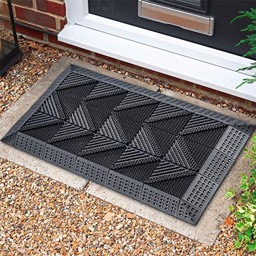 SaikerMan Outdoor Door Mat, 23.6''x35.4'' DIY Heavy Duty Front Door Mat Outdoor, Door Mats for Outside Entry, Boots Scraper Mats, Entrance Doormat Rug for Entryway, Patio, High Traffic Areas - DM35