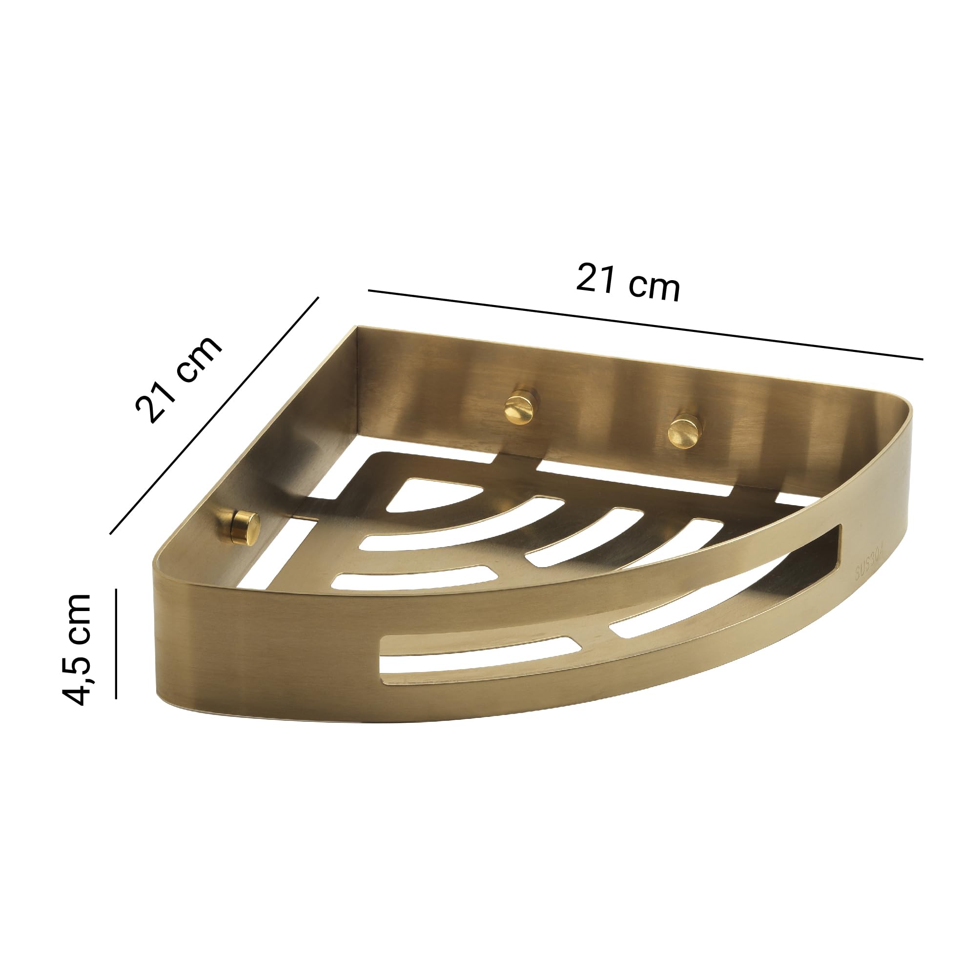 Gedy NERVA Cesta ducha, estante ducha, esquinero, Acero inox AISI 304, Oro mate, 21 x 21 x 4,5