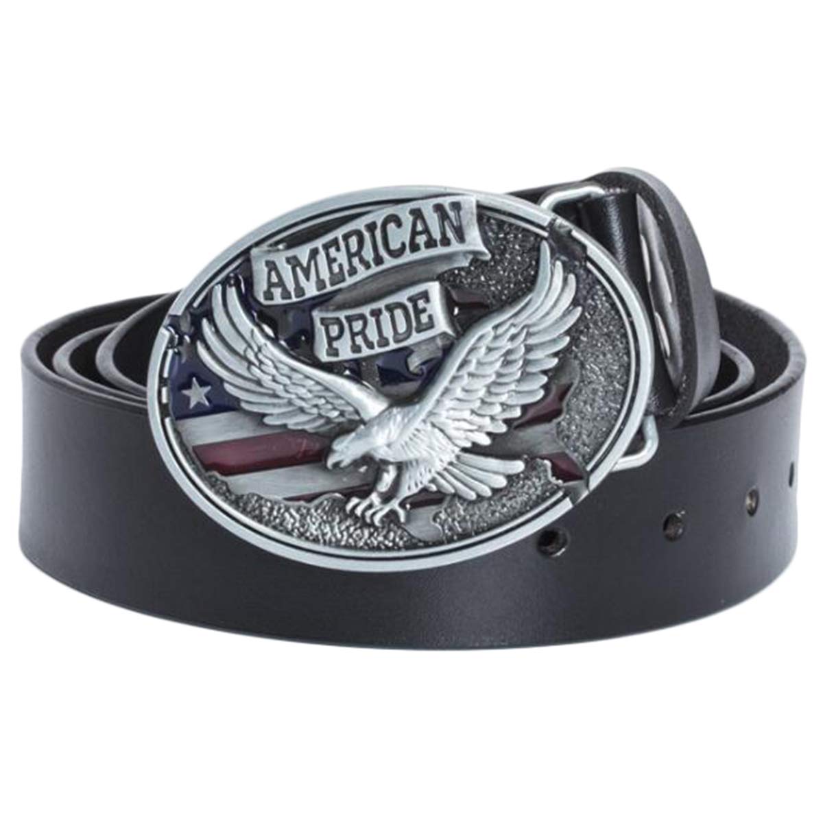 Daisybaby Unisex Style 2 Black Men's Casual Leather Belt Vintage Jean Belts With Western Cowboy American Eagle Belt Buckle Black Size 36