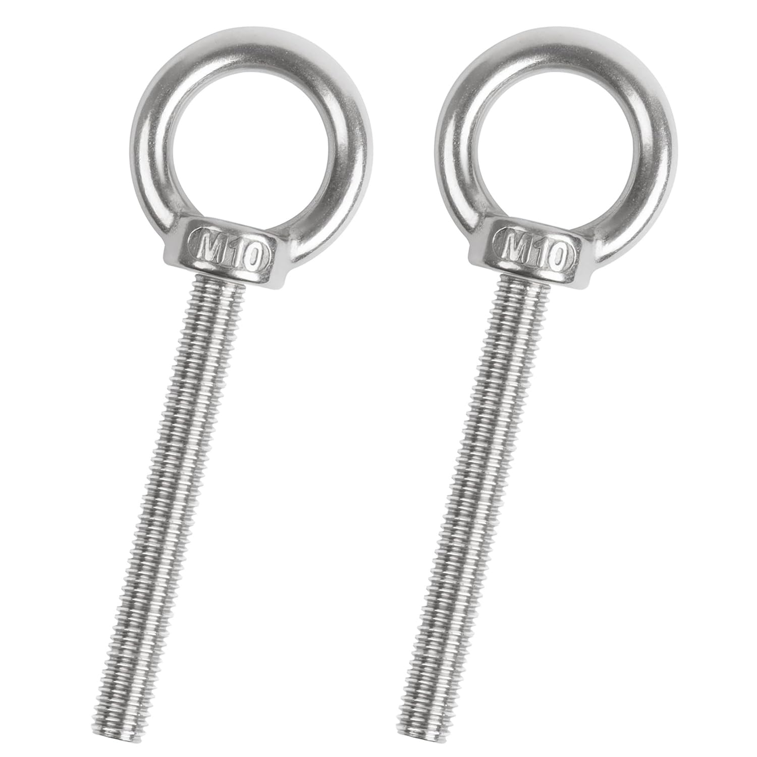 2PCS Juttzzei M8 Eye Bolt Heavy Duty, M10x100MM /3.94" Eye Bolts Male Screw with Thread, 304 Stainless Steel Lifting Ring Eye Bolts M8 for Living Lifting,Engineering Equipment