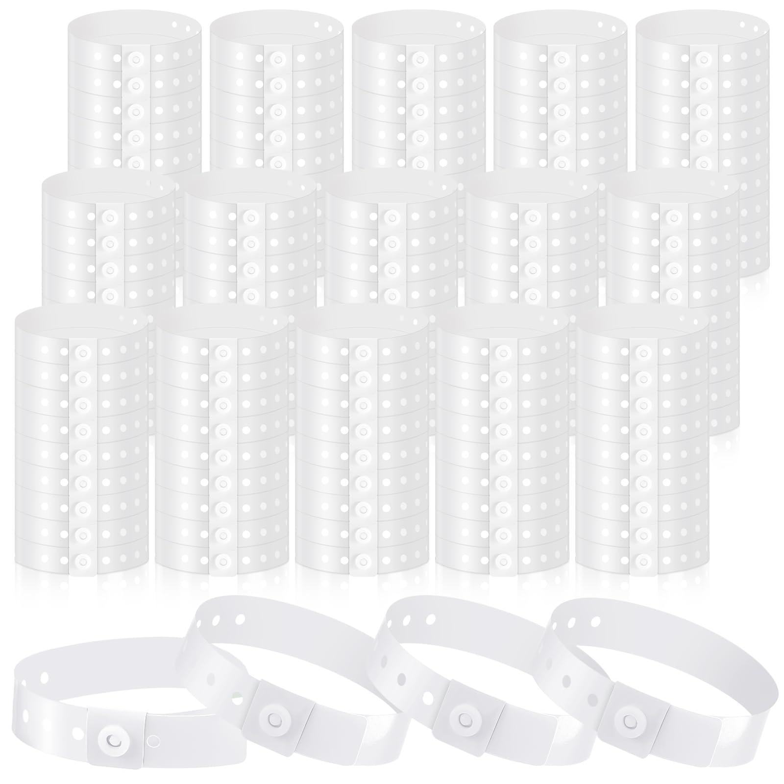 Henoyso 300 Pcs White Plastic Wristbands for Events