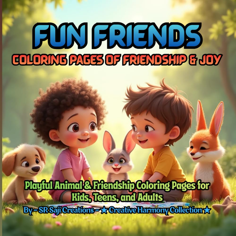 Fun Friends: Coloring Pages of Friendship & Joy: Playful Animal & Friendship Coloring Pages for Kids, Teens, and Adults (Joyful Coloring Friends Series)