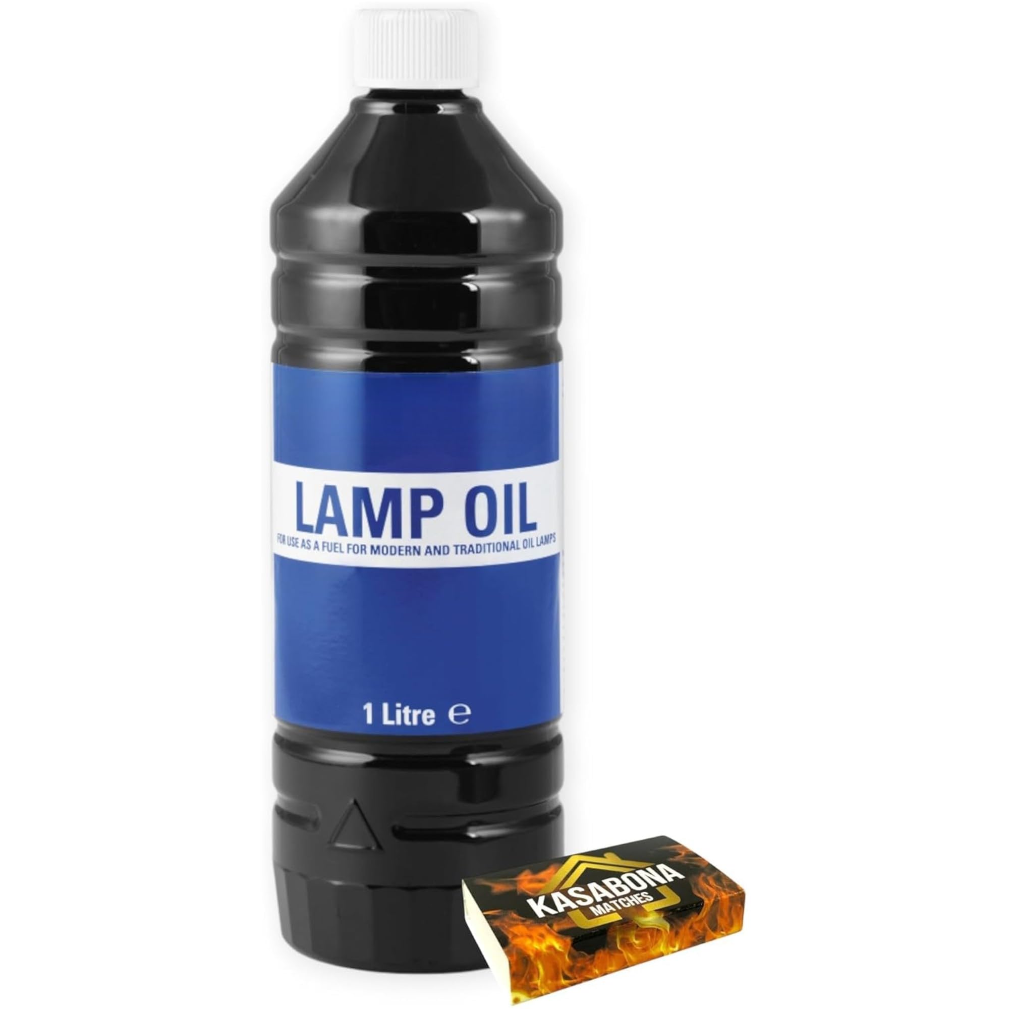 Clear Lantern Torch and Lamp Oil – Indoor & Outdoor Use for Oil Lamps, Lanterns & Burning Torches – Includes KasaBona Safety Matches (1L x1)