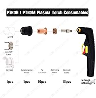 Vista 2 de WeldingStop Antorcha de corte de plasma para carga portuaria 62204 IPT-60 PT-60 IPT-40 PT40 Punta 0.039 '' 0.039 in Electrodo Shield Cap Stand Off