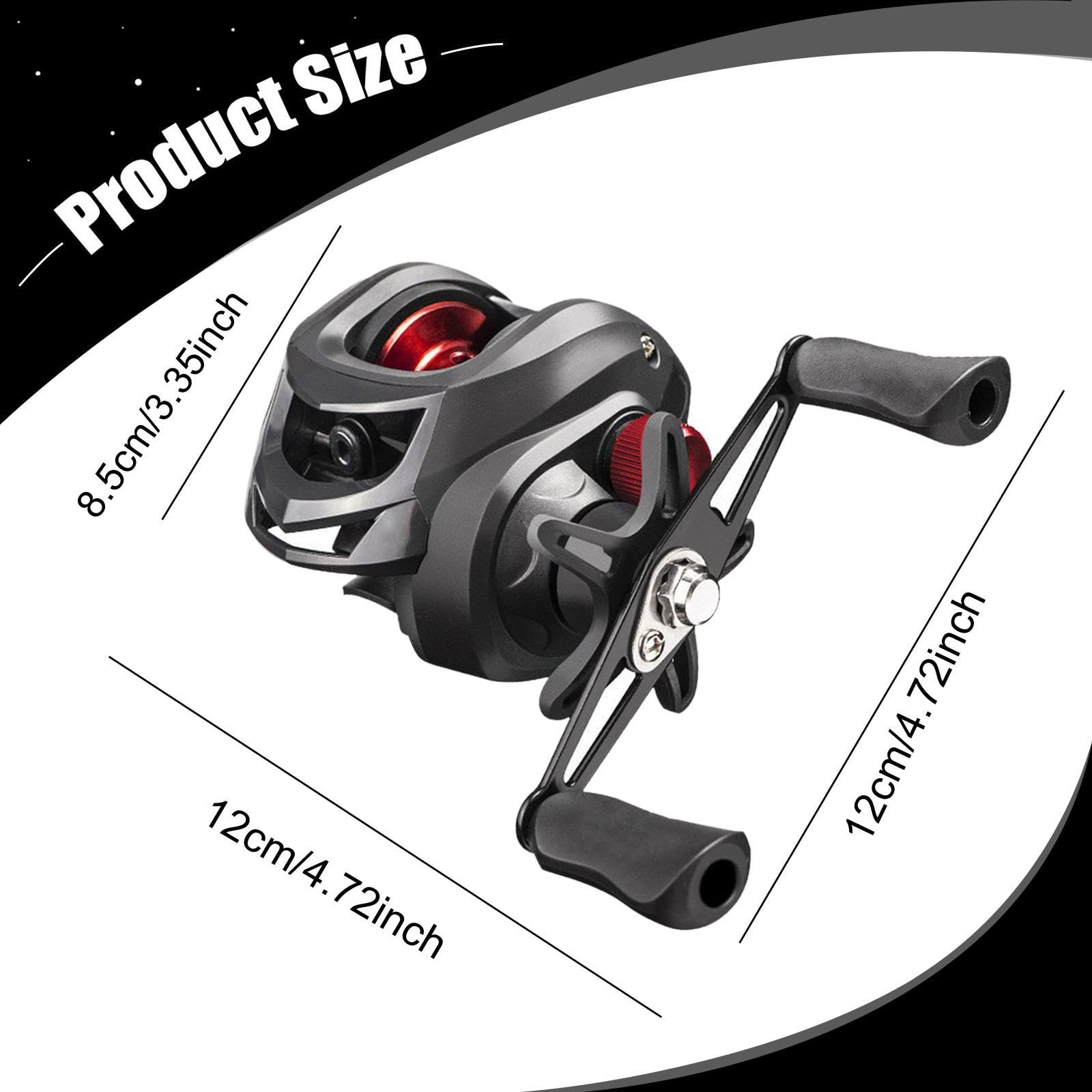 Harilla 7,2:1 Übersetzungsverhältnis High Baitcaster Angelrolle Baitcasting Rolle 12+1BB bis zu 8kg 15 Level Magnetbremse für Salzwasser Süßw