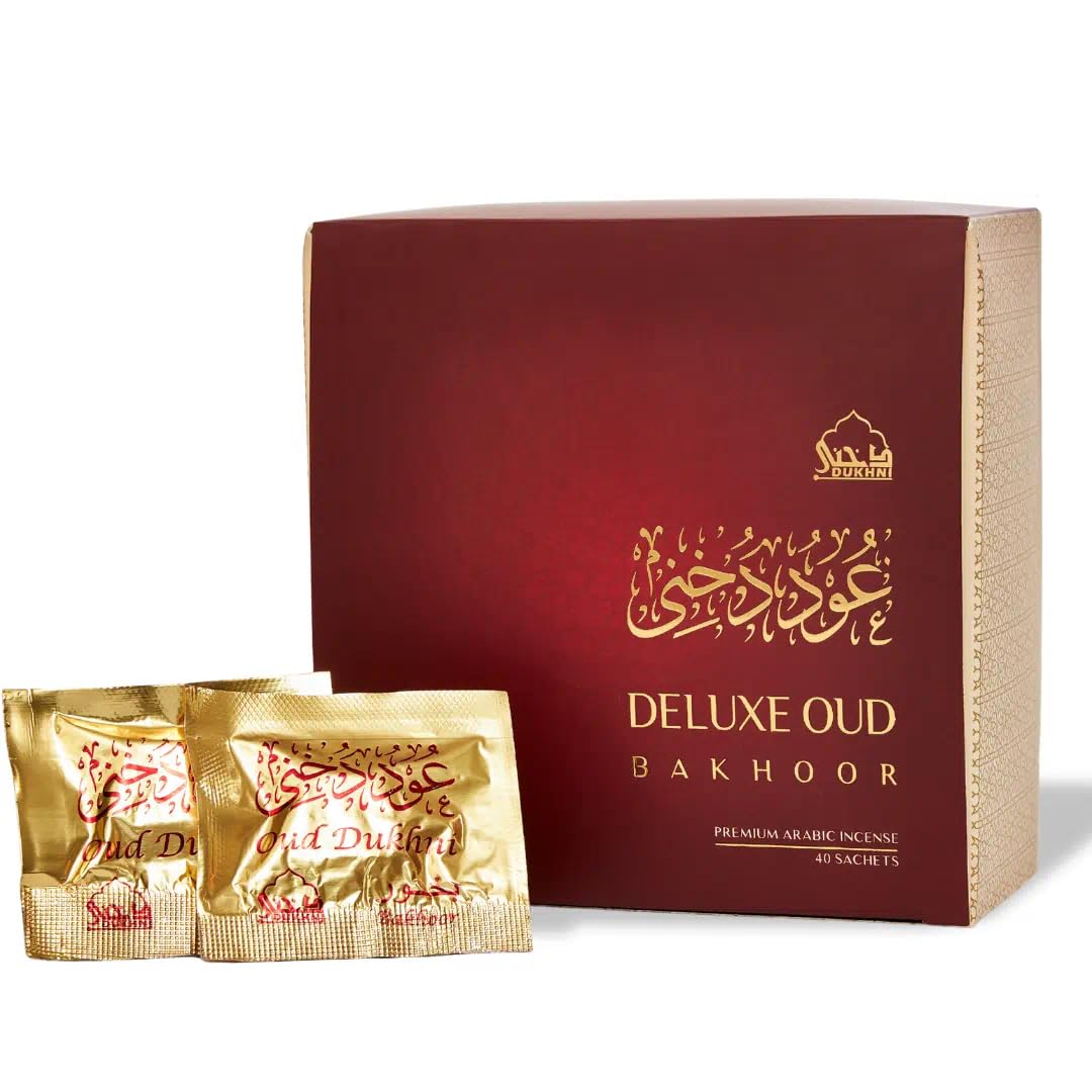 Oud Bakhoor Deluxe by Dukhni | Arabic Bakhoor Incense | 40 pcs | Handmade, Rich, Luxurious | Natural Woody Oudh Blend | Luxurious Ramadan & Eid Gift | to Relax & Meditate