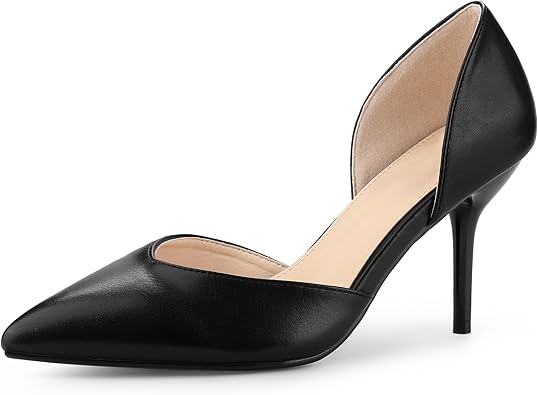 Allegra K Women Pointed Toe Stiletto High Heel Slip on Dress Pump Shoes | 3.3-inch heel height. ABS outsole. Pointed toe stiletto pumps
