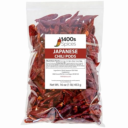 Pimientos de chile enteros secos japoneses de 1 libra, pimiento rojo japonés, cápsulas de chile Seco para auténtica comida mexicana, bolsa