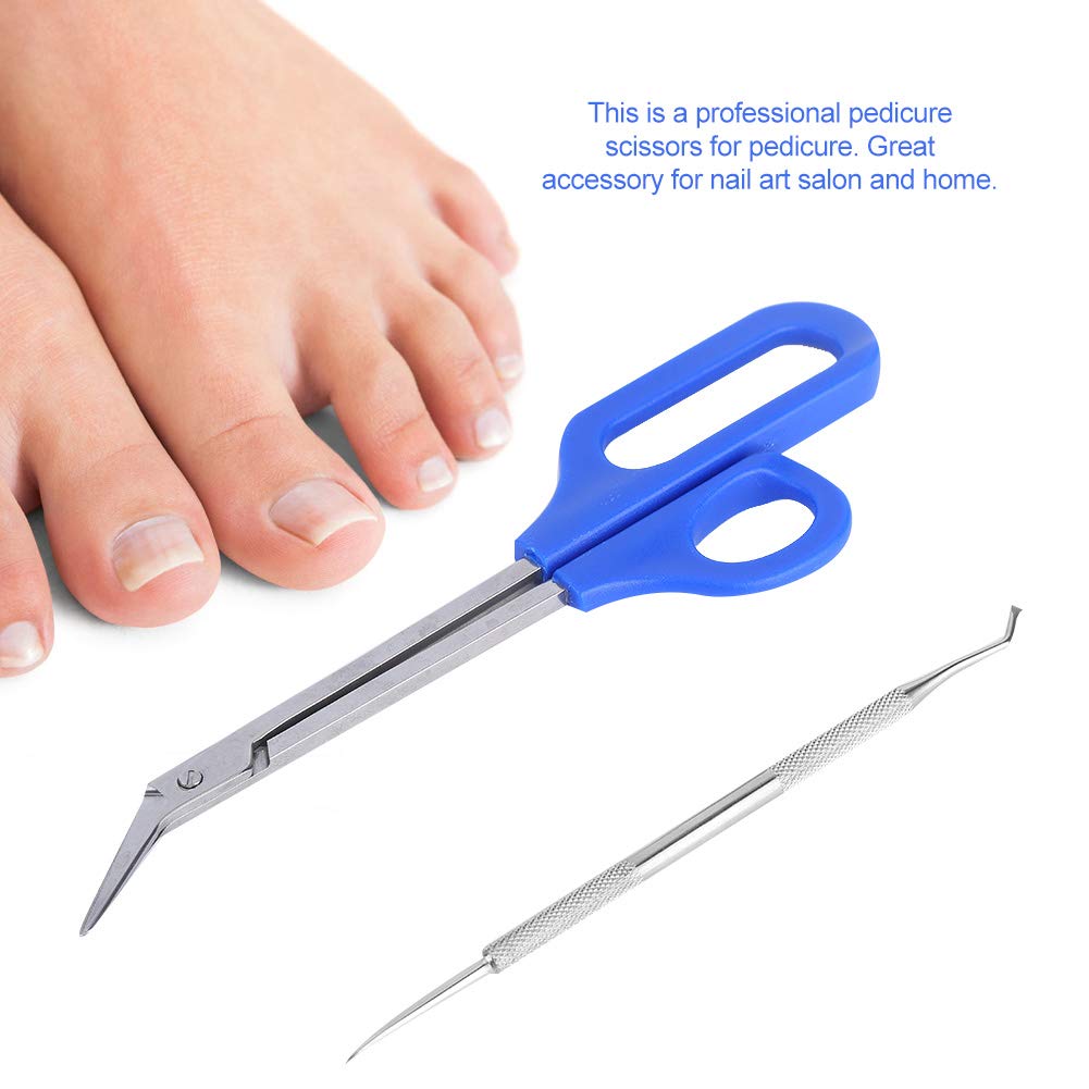 Gavigain Stainless Steel Pedicure Nail Tool Set Long Handle Toenail Scissors Nails File Dead Skin Removal Pusher