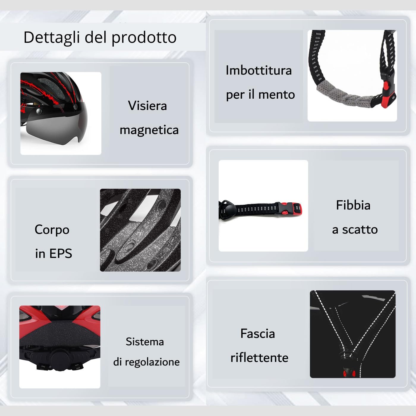 Casco Bici Uomo/Donna con Luce LED – Casco da Ciclismo con Visiera Magnetica Staccabile, Super Leggero e Traspirante – Ideale per MTB e Bici da Strada