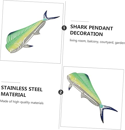 Miniatura 2 de VOSAREA Escultura de cristal 1 juego de colgante de tiburón junto al mar océano decorativo peces de acero inoxidable decoración del océano