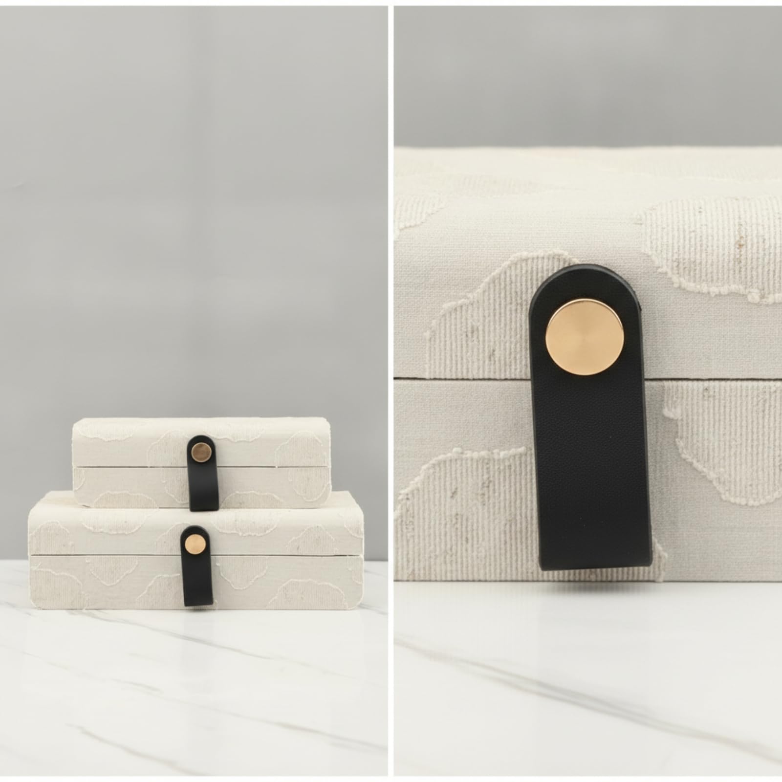 Contenitore Donna Porta Gioielli Scatola Organizer Custodia con Coperchio Interno Ordinato Linguetta Frontale Pulsante Tondo Protezione da Polvere Adatta per Toeletta Comodino Libreria