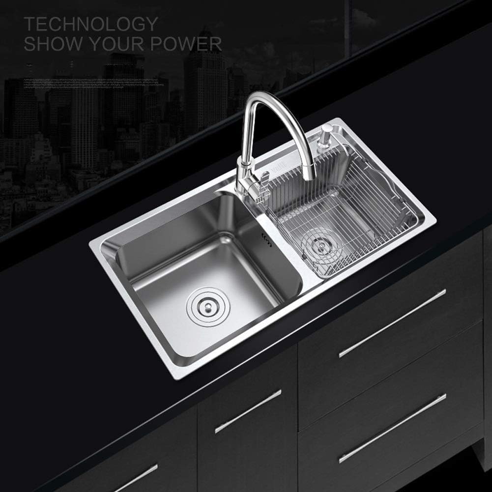 Drop-in/Double Bowl 304 Stainless Steel Kitchen Sink Faucet Combo Set, with Two Grids, Strainer & Drainer Waste Plumbing Pipesm