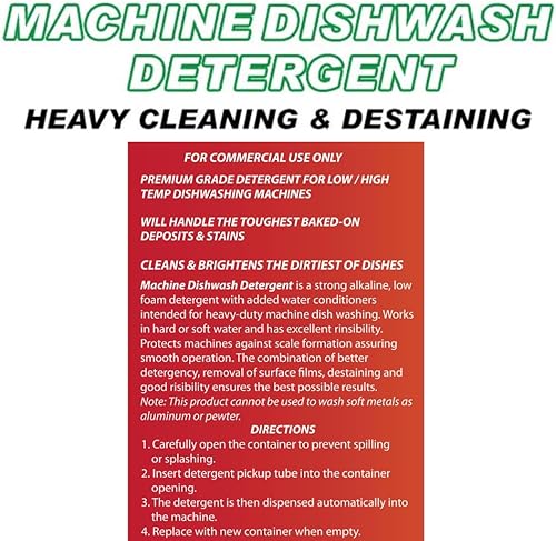 Miniatura 4 de Quality Chemical Detergente líquido alcalino para lavavajillas comercial, fórmula de grado industrial que disuelve manchas de alimentos, grasa,