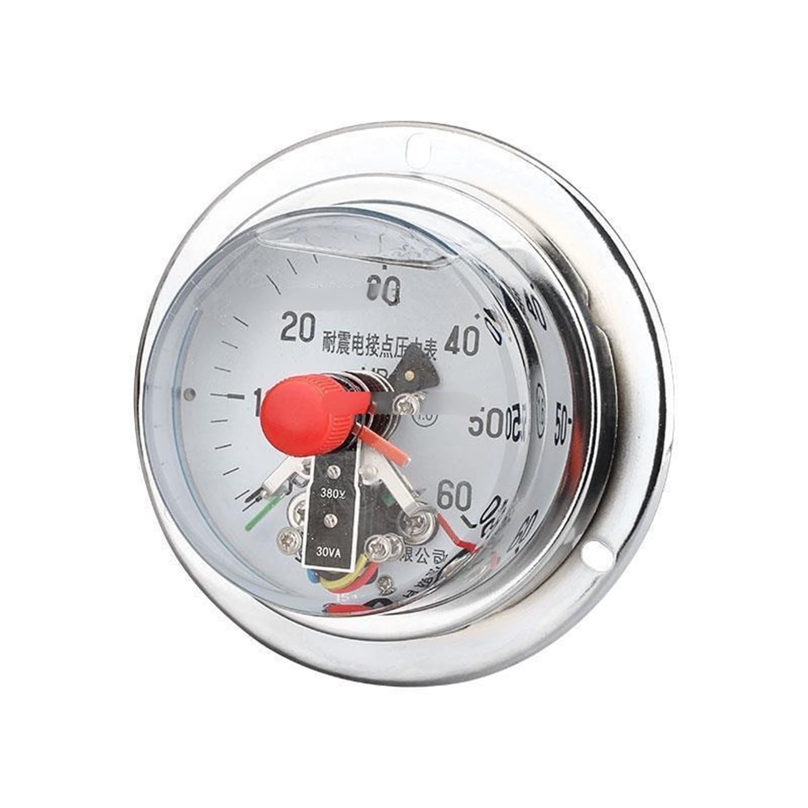 Druckmessgerät, 60 mm, stoßfest, elektrischer Kontakt, axiale Bandkante, YNXC60ZT, magnetische Hilfe, 30 VA, oberer und unterer Grenzkontrolldruck (0 – 60 MPa)