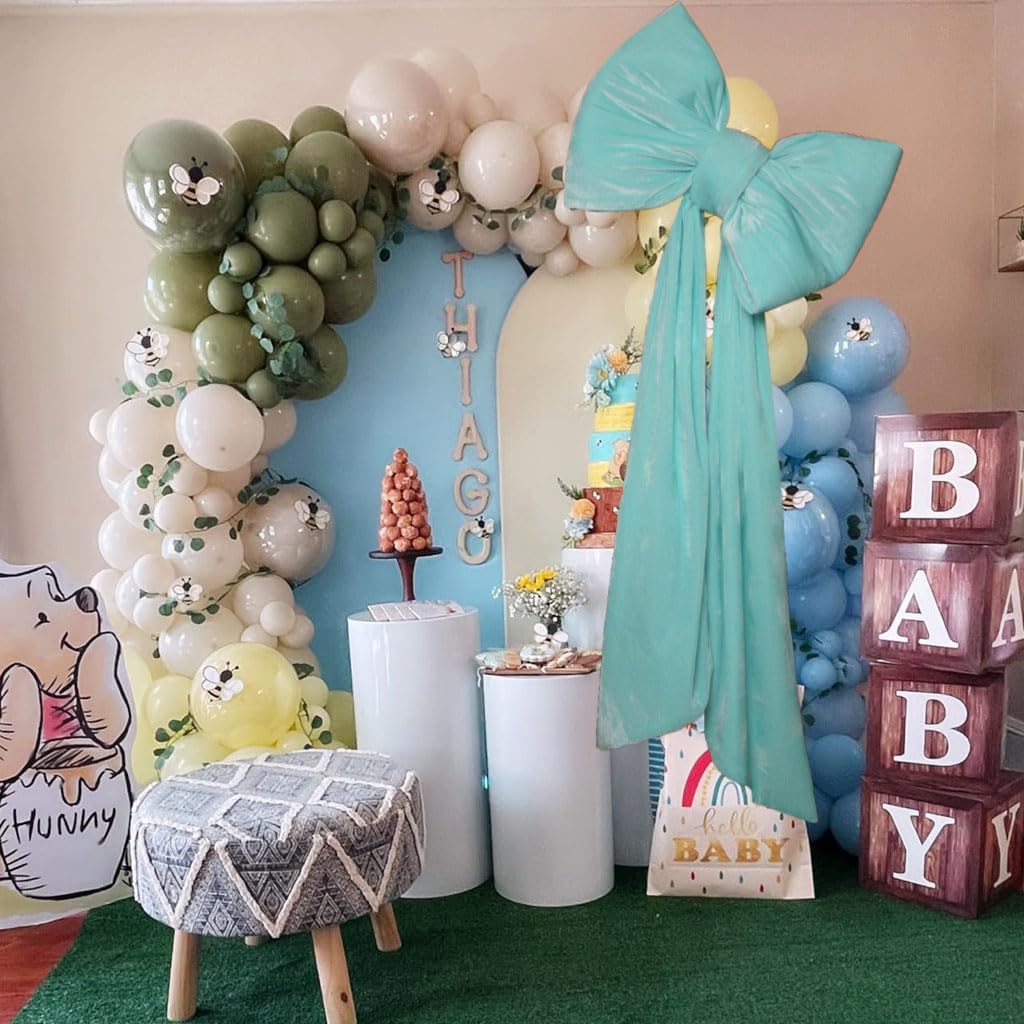 Large Bow Decoration Giant Bow for Gender Disclosure and Baby Birthday Parties 24×47Inch (Pink＆Baby Blue)