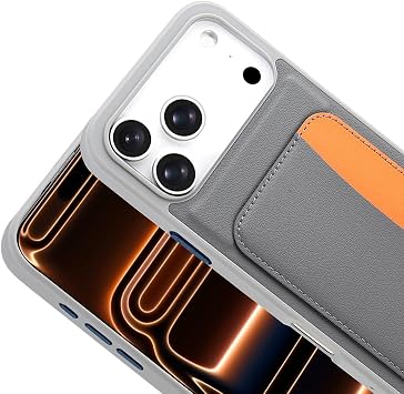 Aksesuarcim Apple iPhone 17 Pro ile Uyumlu Kılıf Silikon Deri Görünümlü Cüzdan Kartlıklı Darbe Korumalı Stand Olabilen Yeni Tarz Kapak Koyu Gri