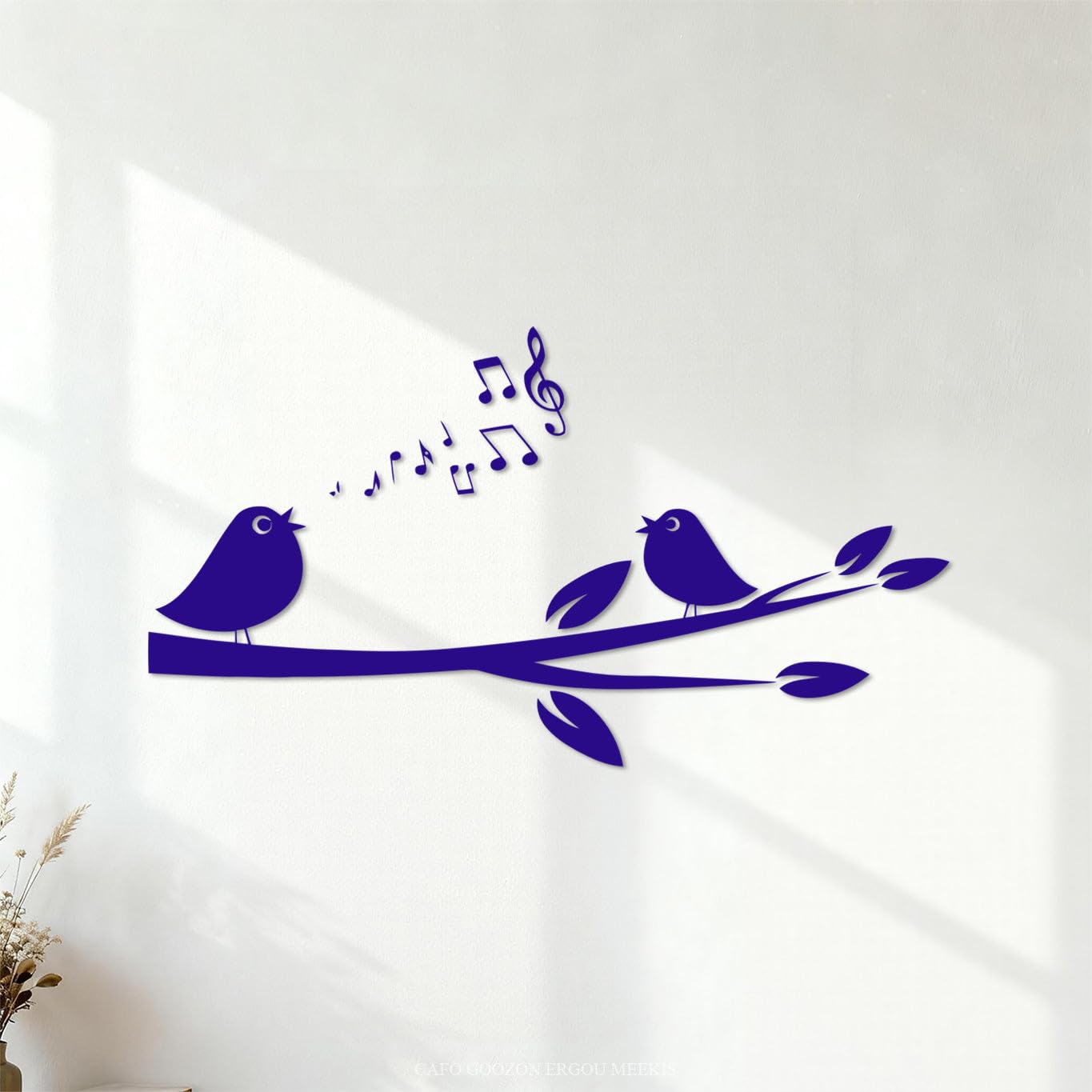 Lettering Stickers Singing Bird Branch Tree Romantic 42x76.5cm Do not Damage the wall Surface DarkBlue