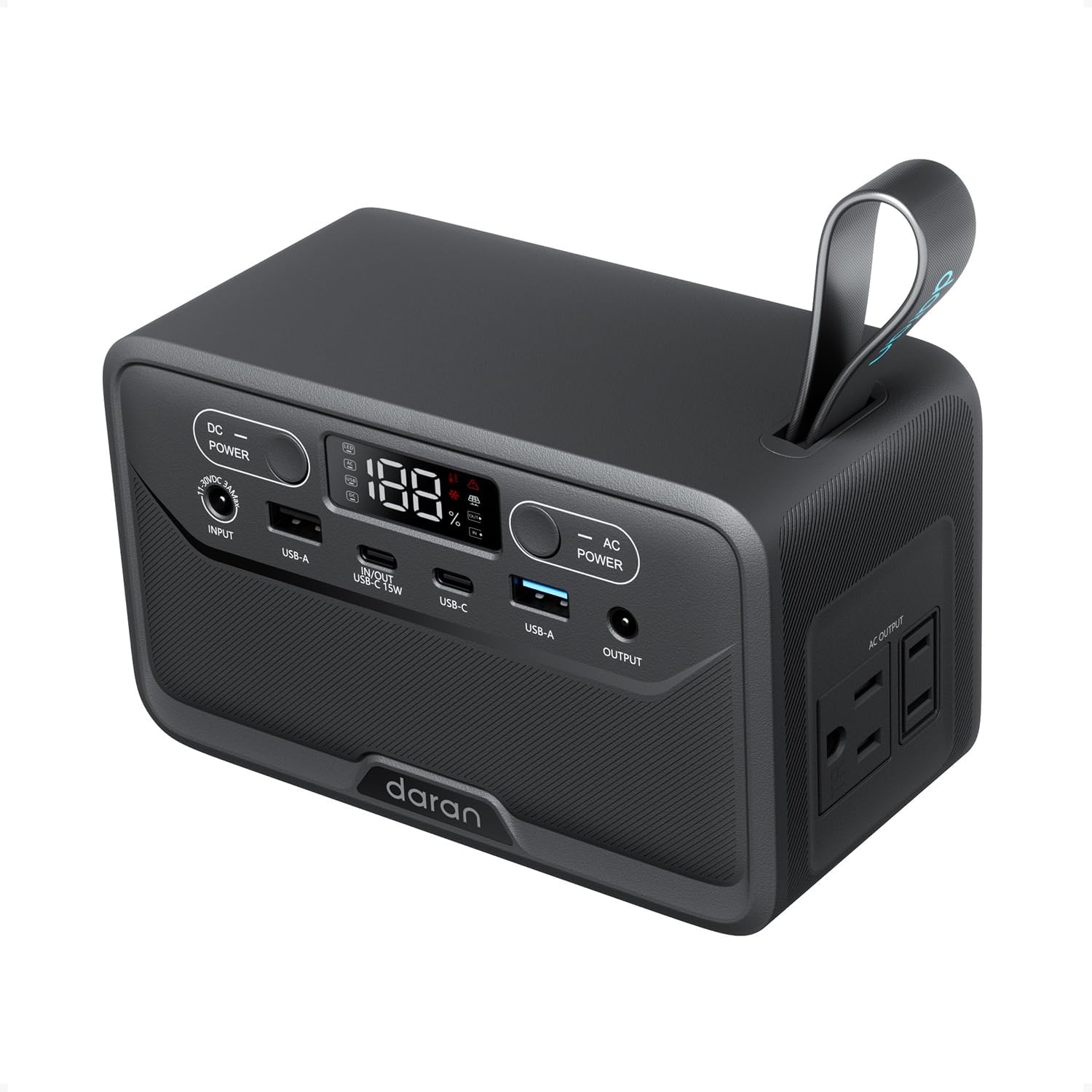 DaranEner 89.6Wh Portable Power Station with Dual AC Outlets, TSA Approved