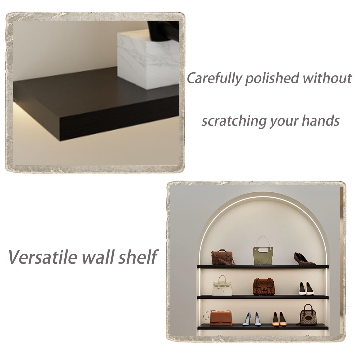 Amazon｜木製壁掛け発光本棚、内蔵照明付きLEDライト収納ラック