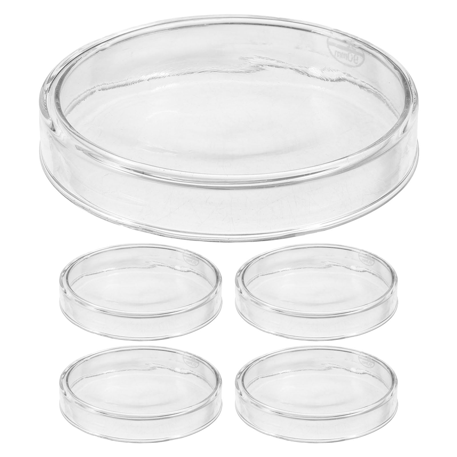 Healvian Piastra di Petri in Vetro Borosilicato 90 MM Set da 5 con Coperchio Trasparente per Coltura Cellulare da Laboratorio Resistente al Calore e Riutilizzabile per Esperimenti