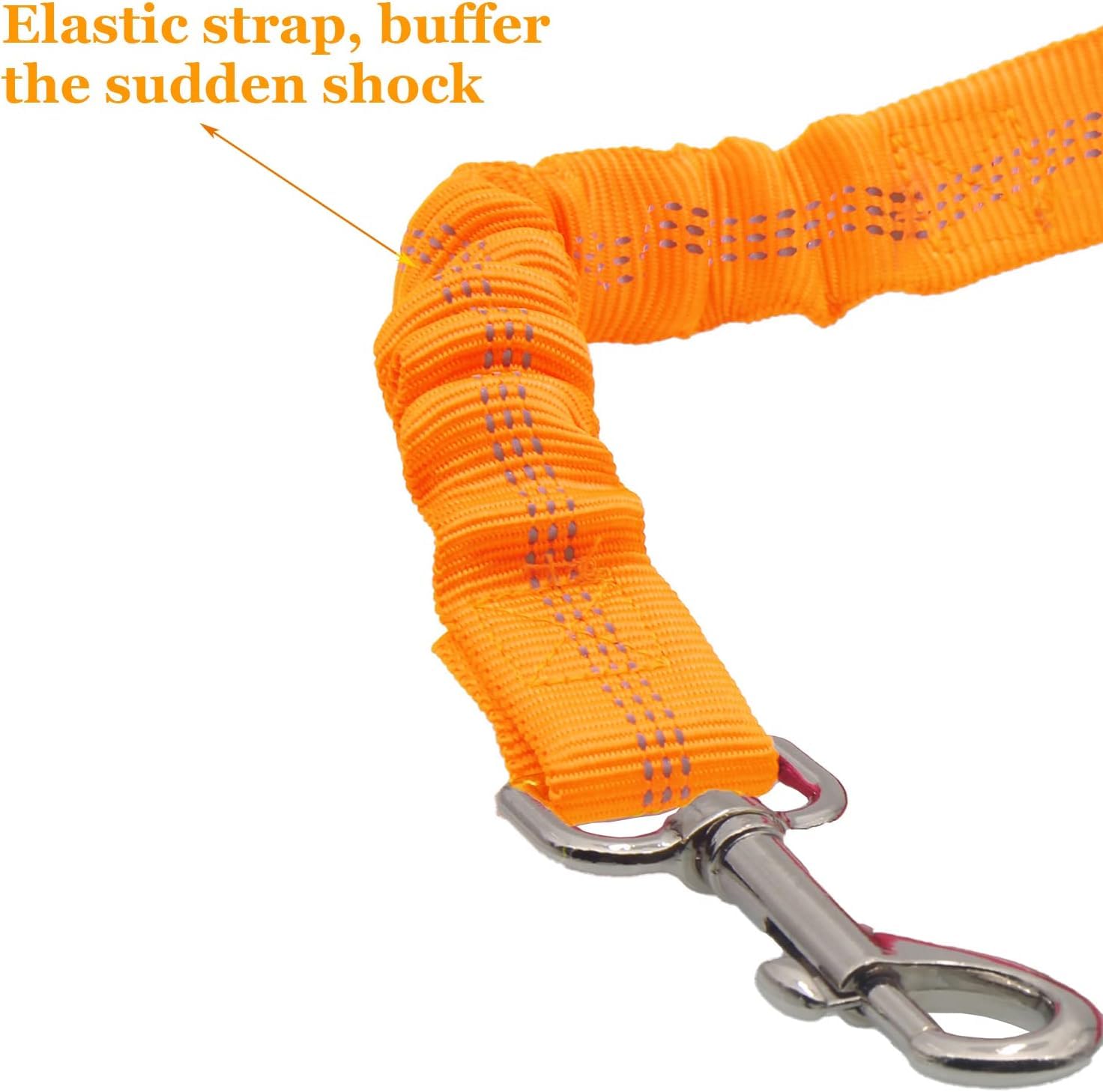 2-Pack Dog Car Seat Belts - Adjustable Elastic Bungee, 360° Swivel Clip, Reflective, For Safety