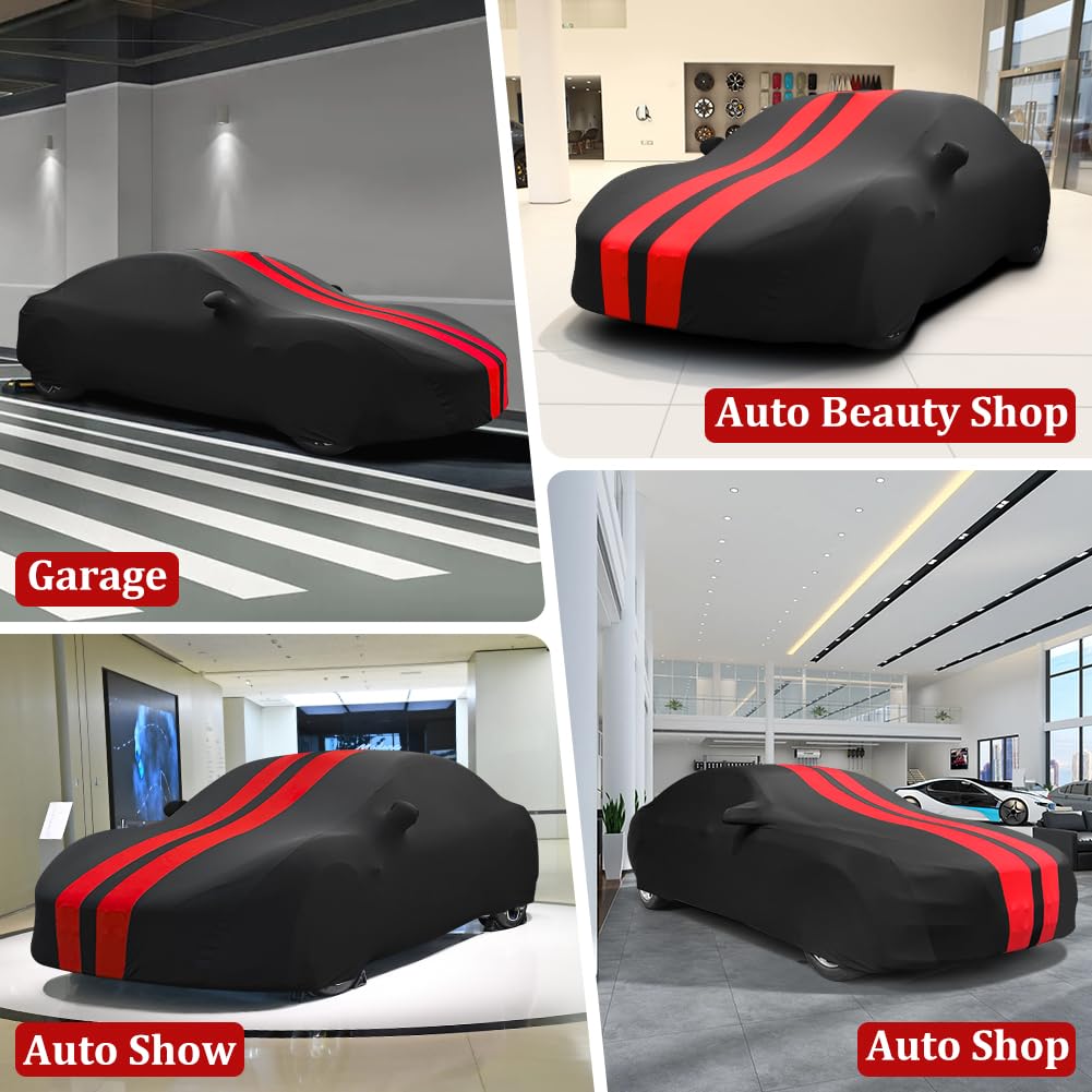 WinPower Indoor Sports Car Cover Stretch Dustproof Protection Fit 164-181 Inch Full Car Cover for Underground Garage Car — view 6