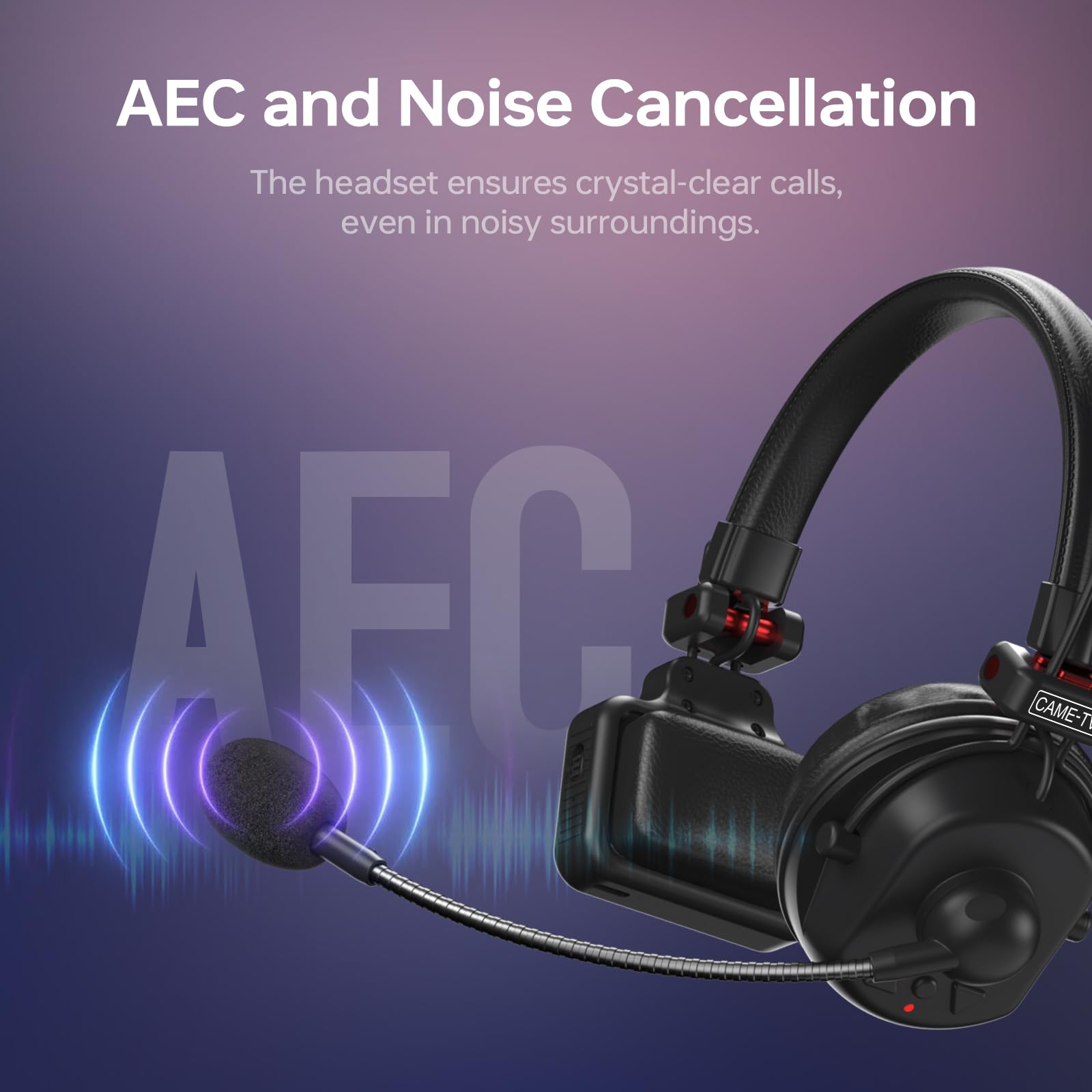 Waero-PRO Casque d'intercom sans fil 1,9 GHz avec réduction du bruit A/B Group 1700 ft (518 m) Zero Latency 5 personnes Communication d'équipe pour l'église, le bateau, la production de films (5PCS)