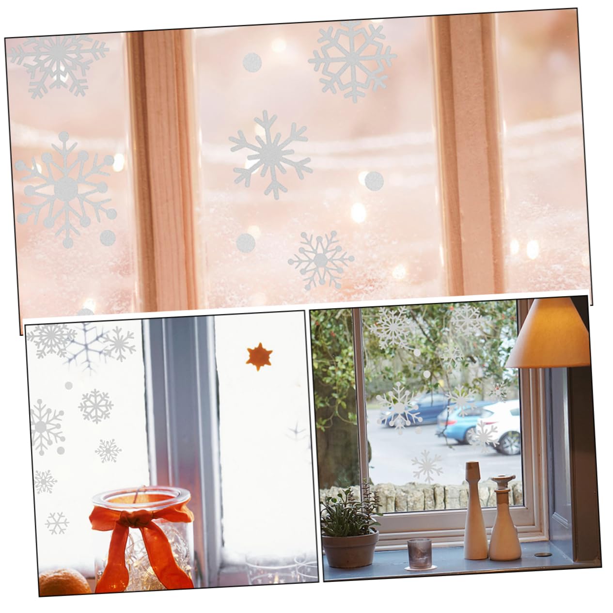 ARTIBETTER 5fogli Fiocchi di Adesivi Natalizi Decorazioni per Finestre Adesivi Natalizi per Superfici Lisce