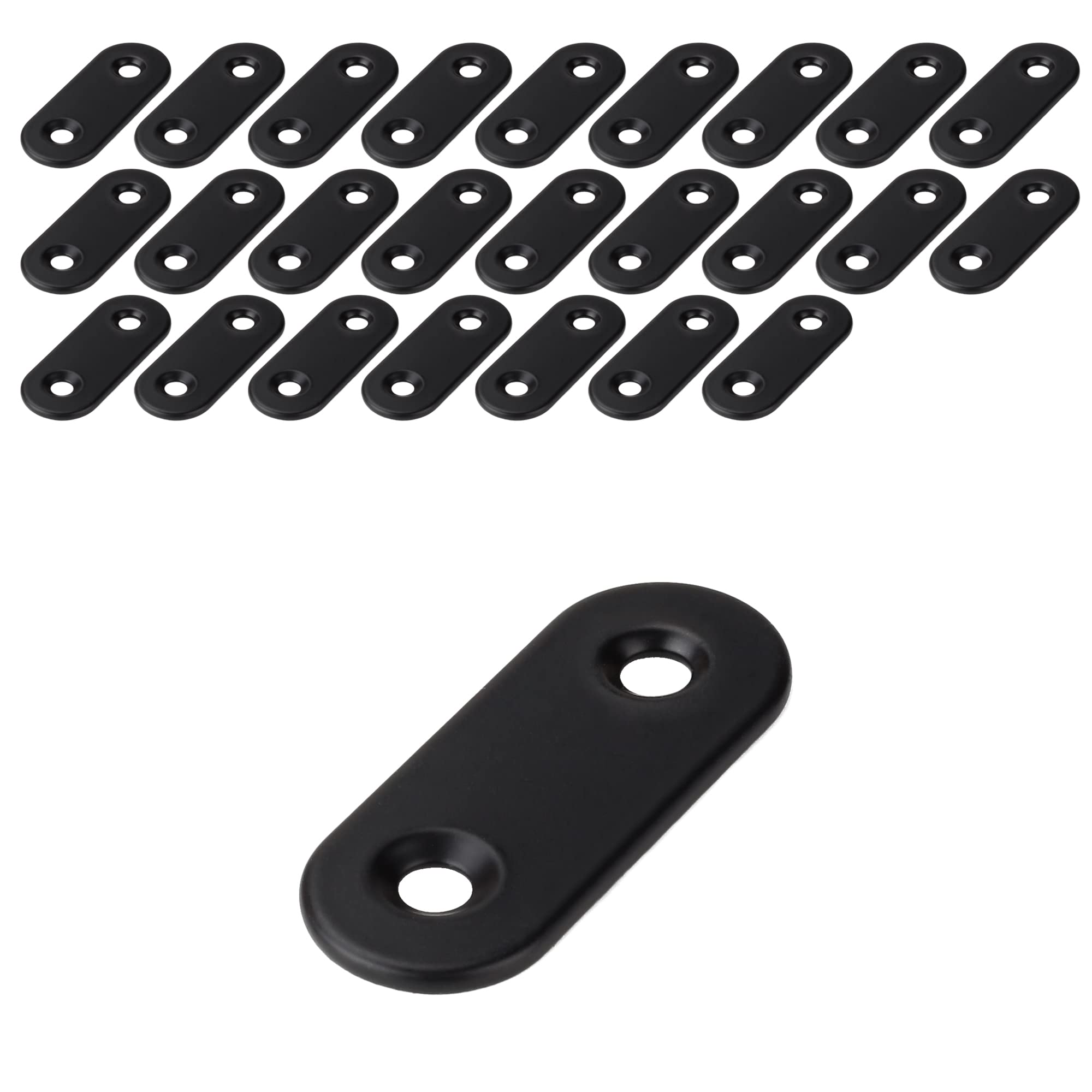 WELLOCKS Stainless Steel Straight Brackets Flat Corner Brace Metal Shelf 50PCS 1.6 x 0.6'' for Mending Fixing Repairs Bracket Connector Black (DL08)